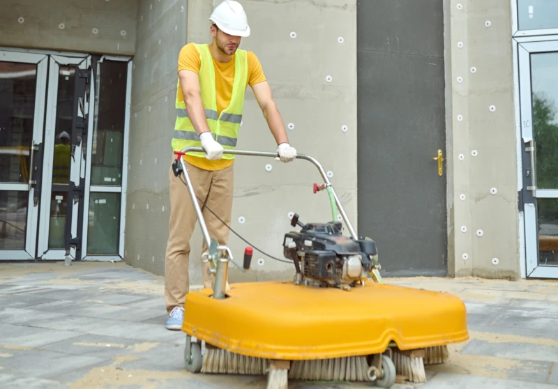 After Builders Cleaning Stratford. A professional cleaner removing dust in a newly built Stratford apartment