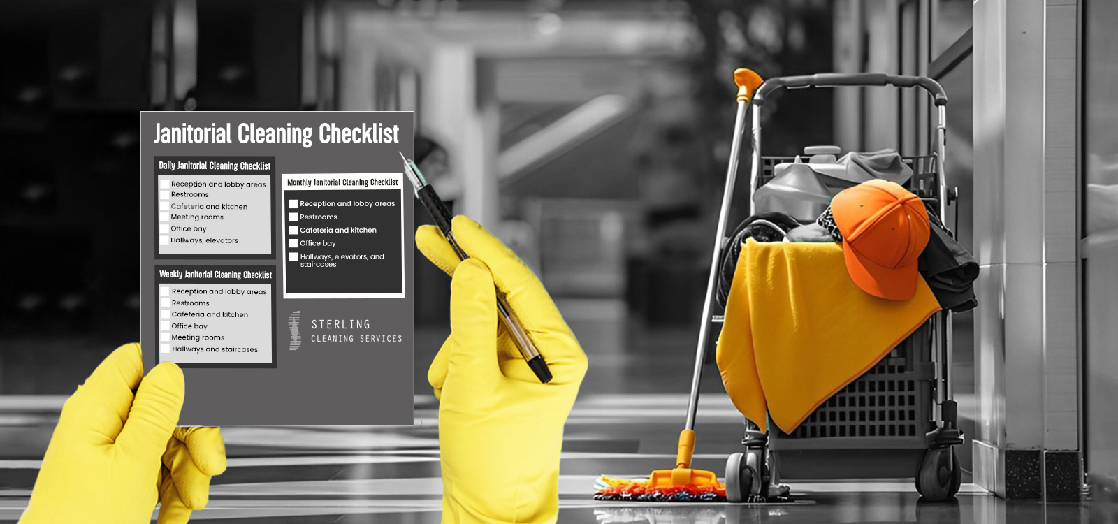 commercial cleaning service checklist – facility manager reviewing scope of works and frequencies during a site walk-through